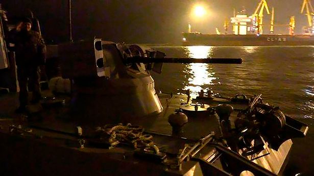 Picture taken onboard of one of Gyurza-M boats, which serve in Azov sea, presumably in the night of the conflict with Russians