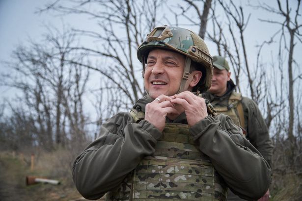 Ukrainian President Volodymyr Zelensky on the frontline with Russia backed separatists in Mariupol region