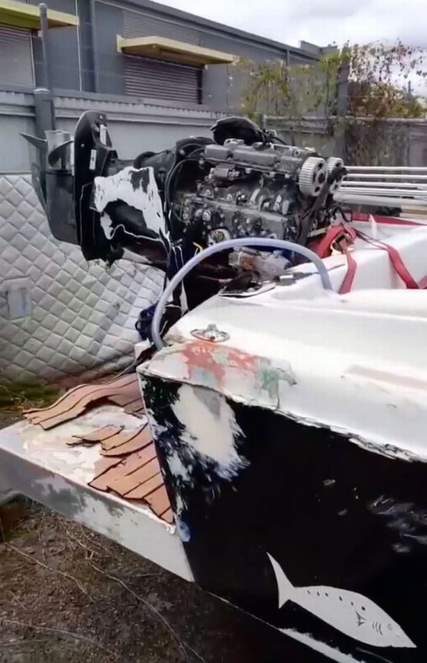 Cody Love shows off his boat after the incident