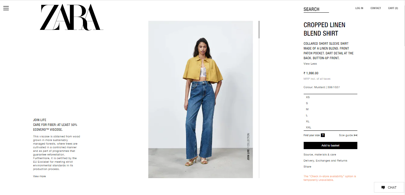 Anushka Sharma's mustard crop shirt from Zara(zara.com)