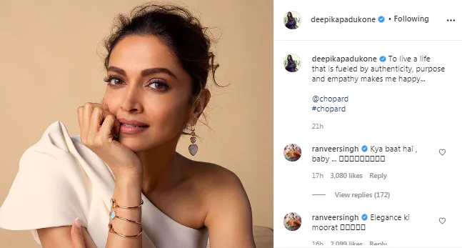 Ranveer Singh's comments on Deepika Padukone's picture(Instagram/deepikapadukone)