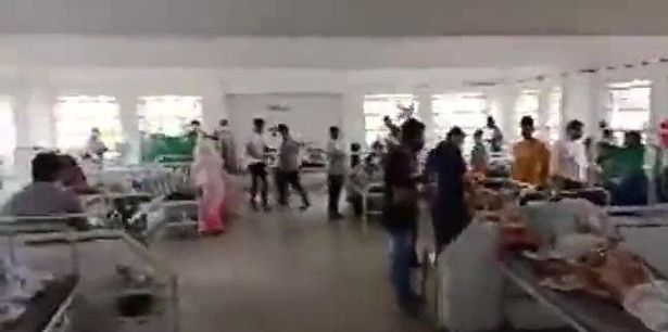 The video shows patients packed into the hospitals as hospitals report an oxygen shortage