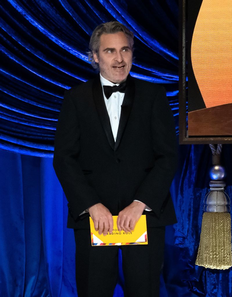 Joaquin Phoenix presents the Oscar for Actor in a Leading Role during the 93rd Annual Academy Awards at Union Station on April 25, 2021 in Los Angeles, California. (Photo by Todd Wawrychuk/A.M.P.A.S. via Getty Images)