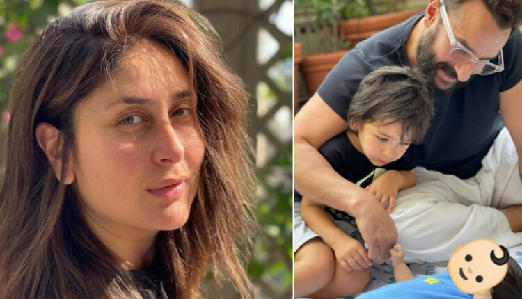 Kareena Kapoor Khan Shares Glimpse of Her Baby Boy With Saif Ali Khan and Taimur, Hides His Face With an Emoji (View Pic)