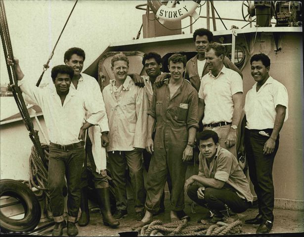 Peter Warner with his crew (L-R) David, John, Peter Warner, Luke, Bill, Stephen, Jim Kolo and Mano. January 06, 1968