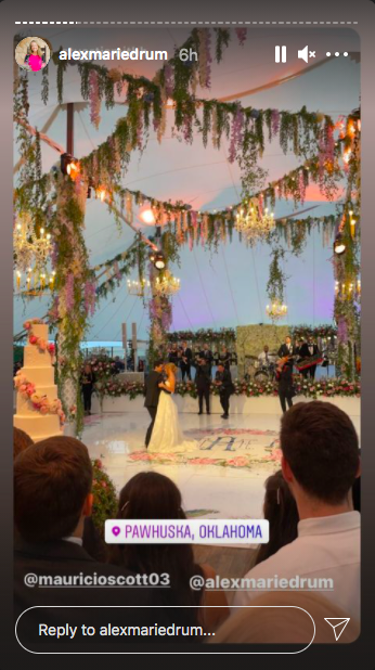 Instagram Story. Photo: @alexmariedrum/Instagram