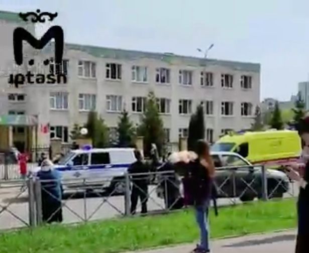 A school where students and staff were killed in a shooting in Kazan