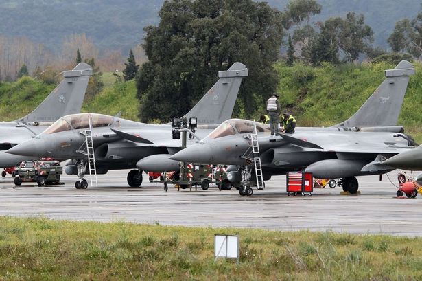 Fighter jets at the mlilitary air base of Solenzara on the island of Corsica