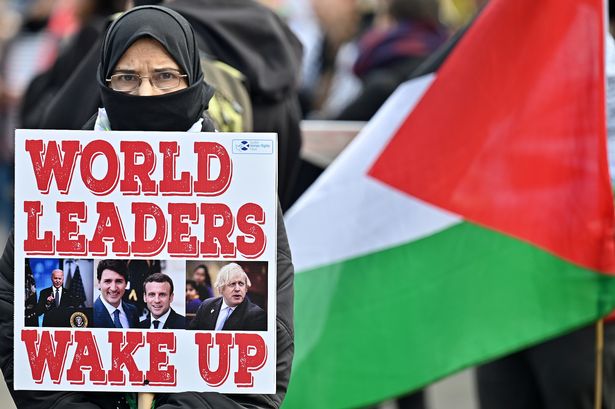 Protestors in Glasgow gathered