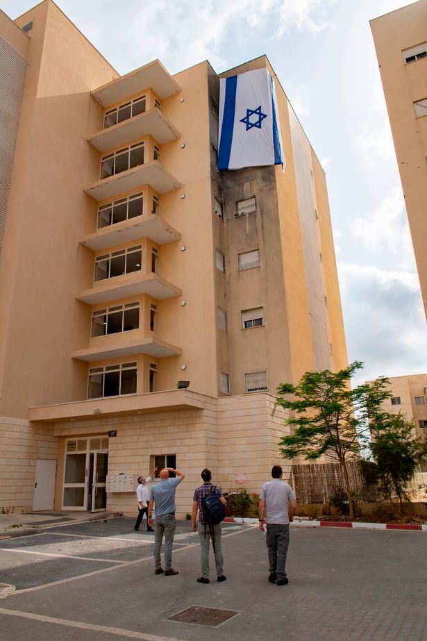 An apartment block in Sderot that was hit by a rocket that killed Ido Avigal, 5