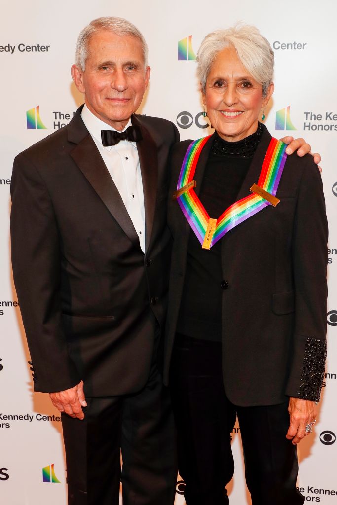 Dr. Anthony Fauci and Joan Baez attend the 43rd Annual Kennedy Center Honours at The Kennedy Center on May 21, 2021 in Washington, DC.