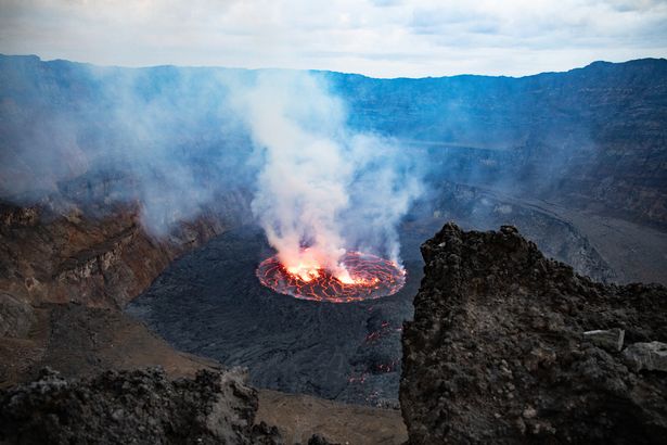 An aerial view of Mount Nyiragongo