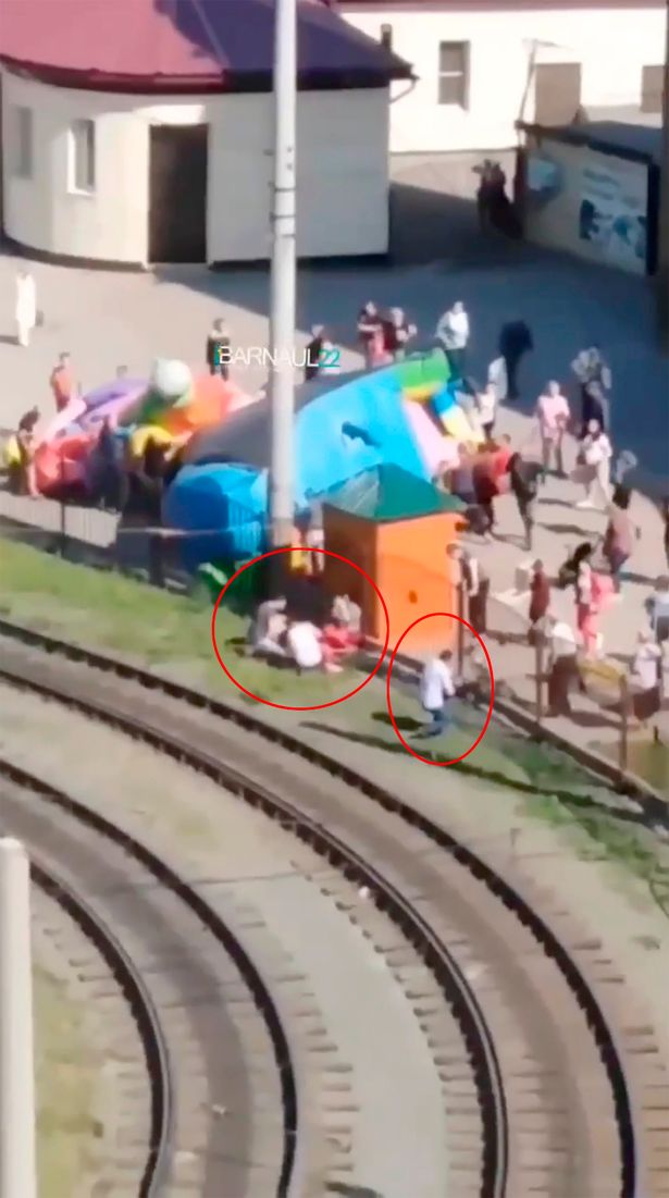 A bouncy castle that exploded in Russia