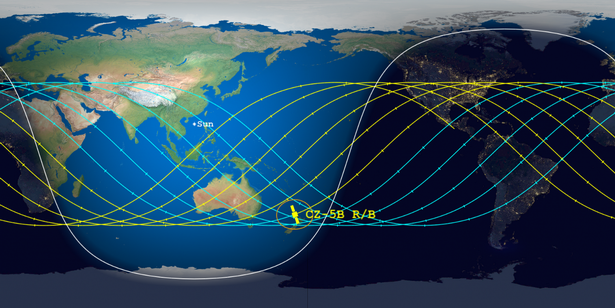 A graphic showing the potential re-entry location of a Chinese rocket