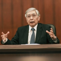 Bank of Japan Gov. Haruhiko Kuroda speaks during an interview at the central bank's headquarters in Tokyo on Thursday. | BLOOMBERG