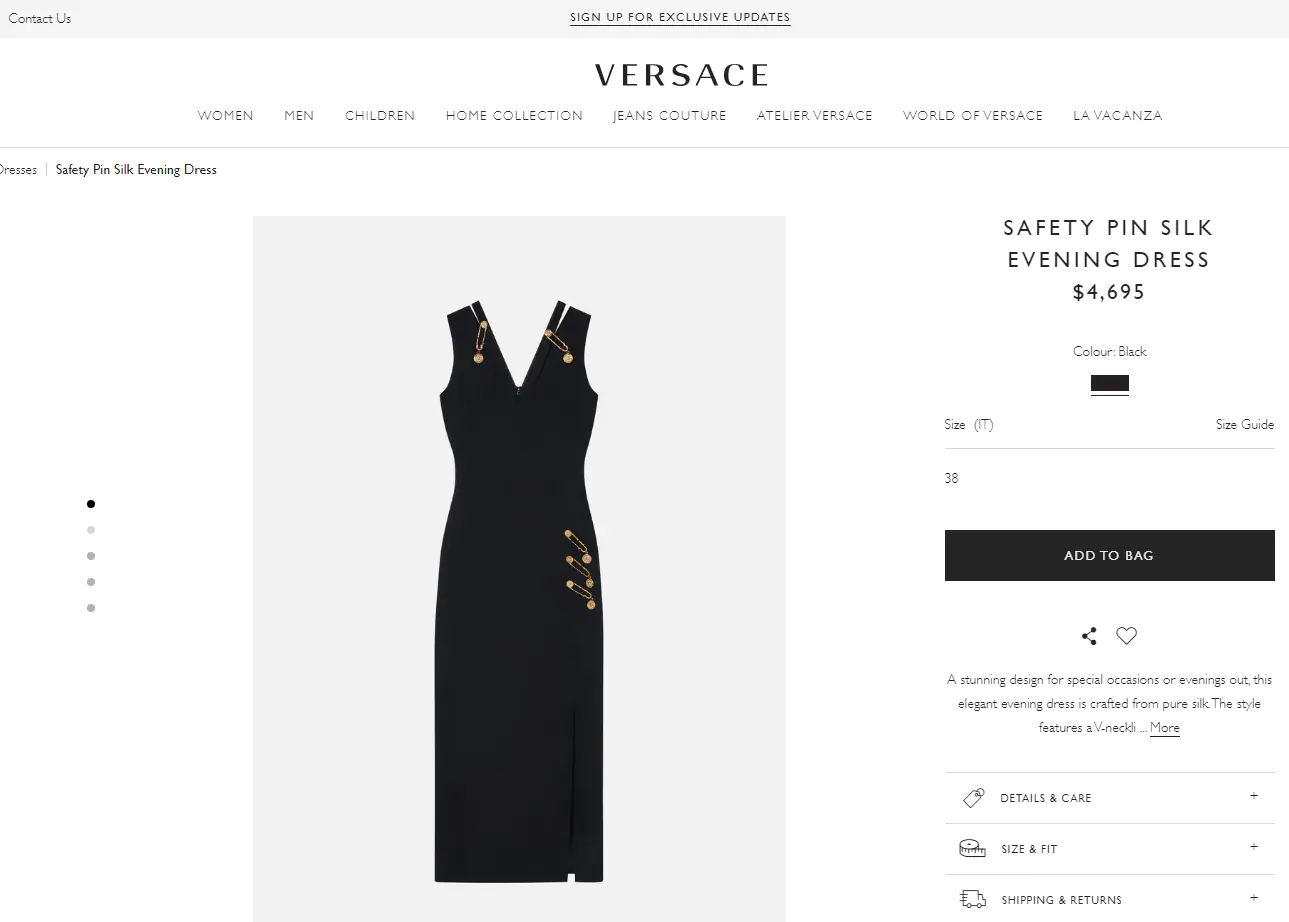 Versace dress is worth ₹3,43,244.(versace.com)