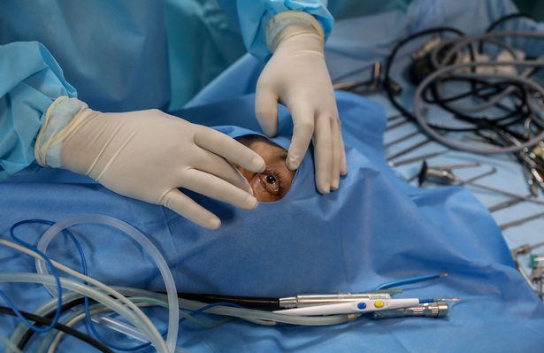 Doctors perform endoscopic surgery on a Mucormycosis patient