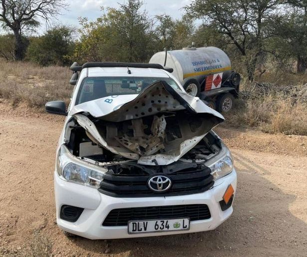 The Toyota and the trailer were heavily damaged