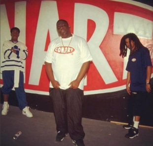 The Conart store in California attracted many famous guests. Here, Ash Hudson (right) is pictured with rappers Craig Mack (left) and The Notorious B.I.G. (center).