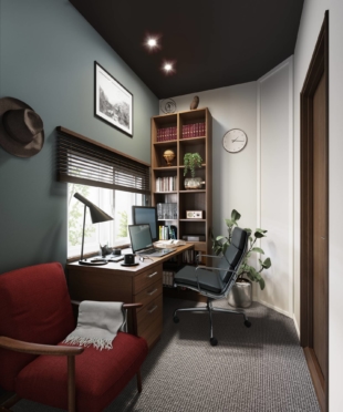 A rendering of a private workspace being offered in homes built by Daiwa House Industry Co., targeting the growing number of remote workers. | COURTESY OF DAIWA HOUSE INDUSTRY CO. 