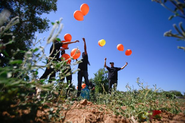 The balloons are filled with flammable liquid