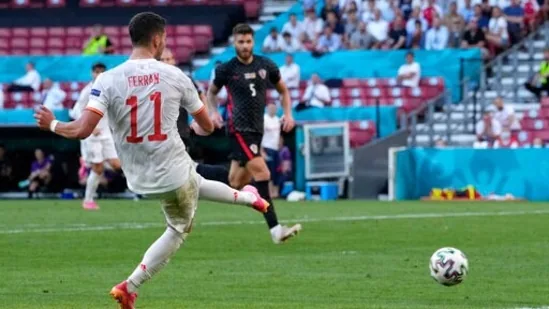 Ferran Torres made it 3-1 and that point, it looked Spain was heading to victory.(AP)