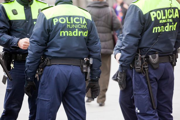 Madrid police officers are seen on patrol