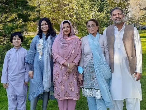 Fayez Afzaal, nine, Yumna Afzaal, 15, Madiha Salman, 44, Talat Afzaal, 74, and Salman Afzaal, 46, pose for a photo