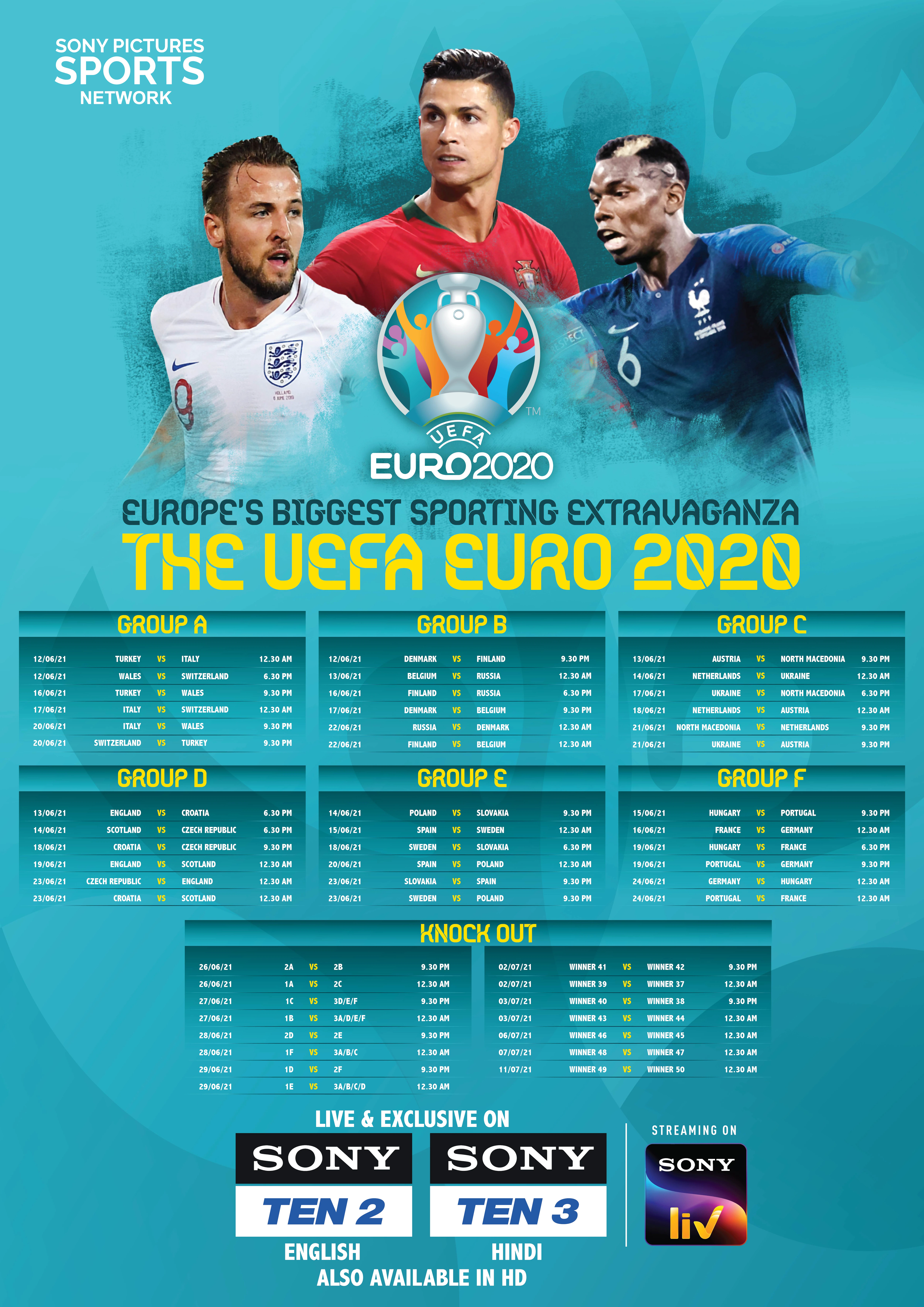 UEFA Euro 2020 schedule.