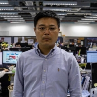 Apple Daily Editor-in-Chief Ryan Law in the outlet's newsroom in Hong Kong on May 13 | AFP-JIJI