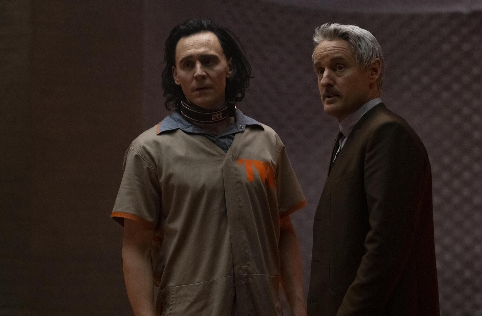 Tom Hiddleston and Owen Wilson in a still from Loki.