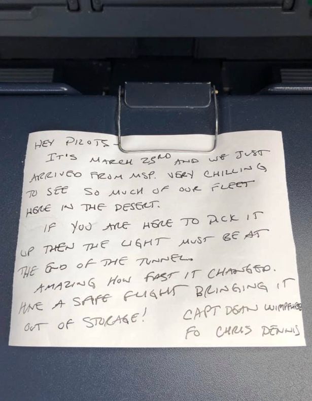 The note that was left in the cockpit of a plane