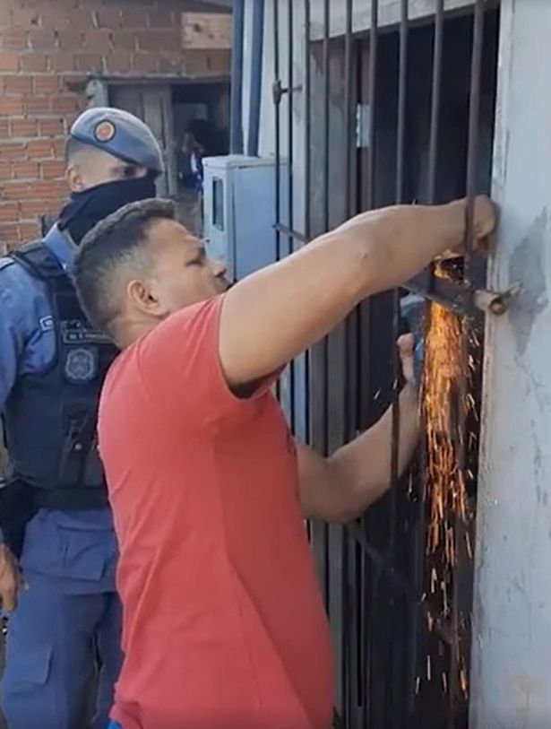 Police opening the door