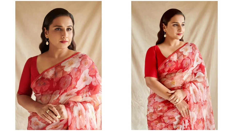 Vidya Balan in an organza saree.(Instagram/@who_wore_what_when)