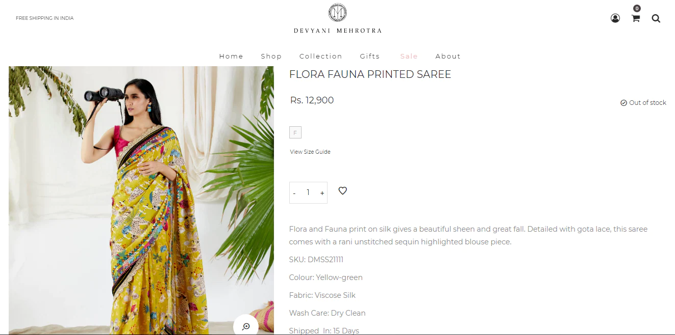 Vidya Balan's Flora and Fauna printed saree from Devyani Mehrotra(devyanimehrotra.com)