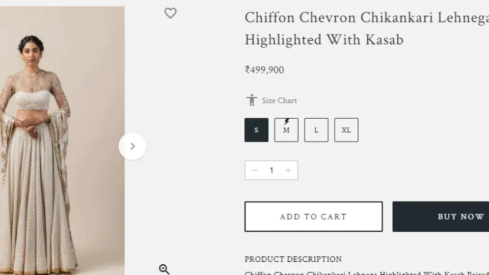 The Chiffon Chevron Chikankari Lehnega Highlighted With Kasab.(taruntahiliani.com)