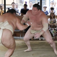 Yokozuna Hakuho, seen in July 2019, will be back in ring for the first time since March when the Nagoya Basho begins Sunday. | KYODO