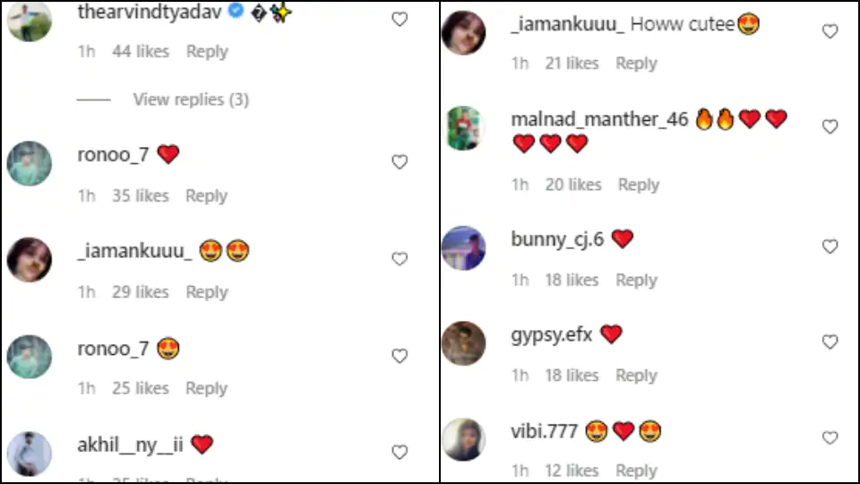 Comments on Samantha's Instagram post.