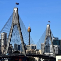 Sydney's ANZAC Bridge devoid of traffic on Friday  | AFP-JIJI