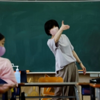 A classroom at Shiratori Elementary School in Tokyo in June | REUTERS