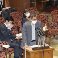 Shigeru Omi, Japan's top COVID-19 advisor, speaks at a Diet committee meeting on Thursday. | KYODO