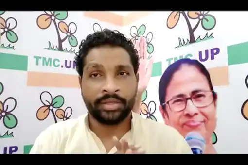 TMC Uttar Pradesh state president Neeraj Rai in a screenshot from a video. (Twitter/@KisanPutrNeeraj)