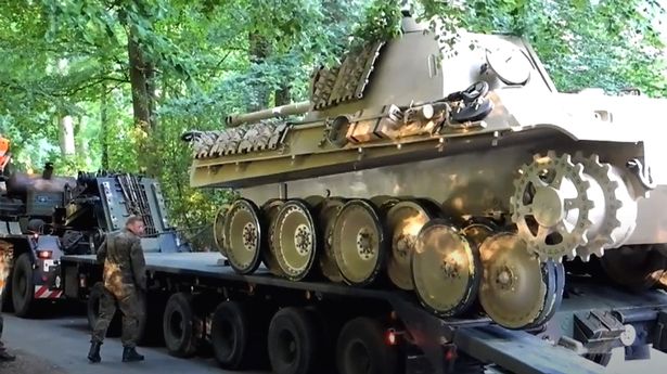 The Second World War Panther Tank that was seized from Flick's cellar in the city of Kiel in Germany