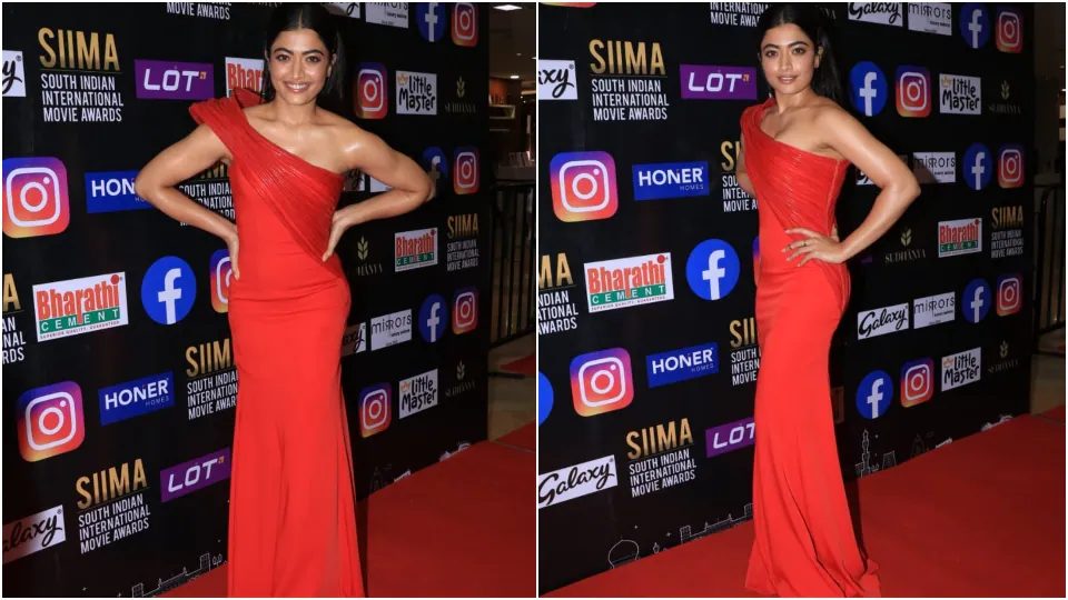 Rashmika Mandanna on SIIMA red carpet. (HT Photo/Varinder Chawla)