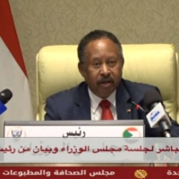 An image grab from a broadcast on Sudan TV shows Prime Minister Abdalla Hamdok on Sept. 21, the day his government announced it had foiled an attempted coup. | HO / SUDAN TV / VIA AFP-JIJI