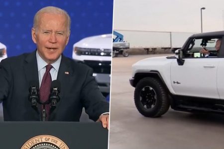 US President Joe Biden Takes Hummer EV for a Spin To Promote Electric Vehicles (Watch Video)