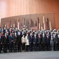 Hong Kong lawmakers pose for a group photo after their swearing-in ceremony at the Legislative Council in Hong Kong on Jan. 3.  | AFP-JIJI