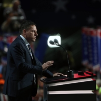 Peter Thiel, a venture capitalist and Meta board member, speaks at the Republican National Convention in Cleveland in July, 2016. The tech billionaire, who has been on the board of the company formerly known as Facebook since 2005, is backing numerous politicians in the midterm elections. | STEPHEN CROWLEY/THE NEW YORK TIMES