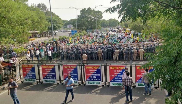chandigarh mohali farmers dharna bhagwant mann punjab