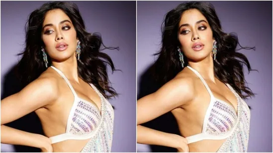 Janhvi wore her tresses open in soft wavy curls with a middle part as she posed for the pictures.(Instagram/@janhvikapoor)